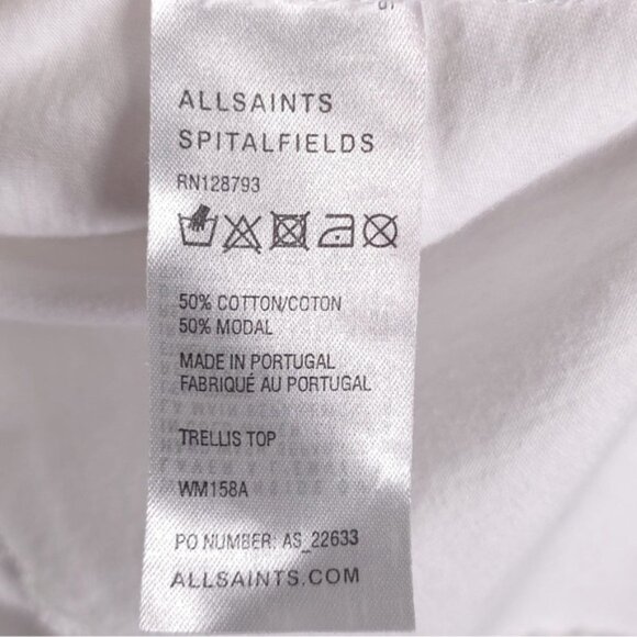 ALLSAINTS SPITALFIELDS TRELLIS TOP White Asymmetrical PORTUGAL🇵🇹MADE Size 6 - Picture 10 of 11